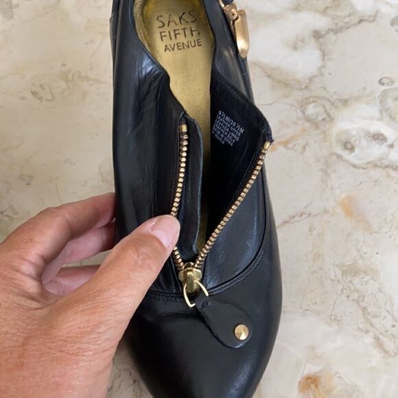 Saks Fifth Avenue Leather Heeled Booties - Picture 10 of 13